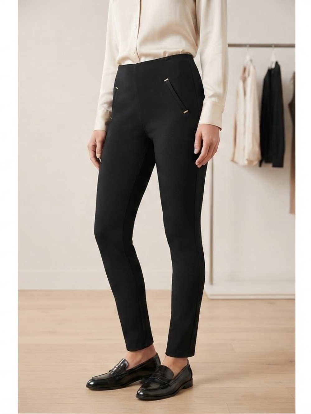 CHICO’S Ponte Skinny Pants 6 Black $89 Retail NWOT